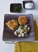 Ebly rösti (Swiss hash browns) in a chive and cream sauce