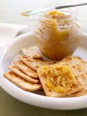 Chickpea jam and crackers