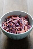 Coleslaw made with red cabbage, carrots and mustard mayonnaise