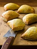 Mini pies on a wooden board