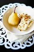 Vanilla pears and semifreddo with cookies