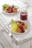 Fried oscypek (smoked sheep's cheese from Poland) with cranberry jam