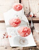 Watermelon granita in dessert bowls