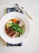 Lamb with green beans and potato and celery puree