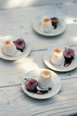 Champagne and cream parfait with cassis figs