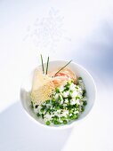 Pea risotto with a parmesan chip