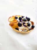 Pastry shell with ricotta, blueberries and poppy seeds