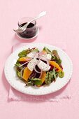 Beetroot salad with oranges, goat's cheese and onions