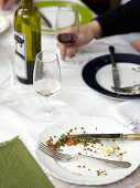 Emptied plates on a table