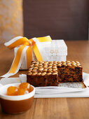 English fruit cake with almonds for Christmas