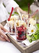 Iced coffee with fresh berries