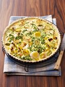 A pea and leek tart