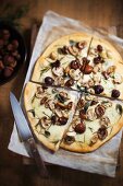 Pizza with mushrooms and chestnuts