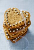 Festive heart-shaped cinnamon biscuits