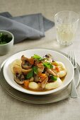 Home-made gnocchi with chicken and mushrooms