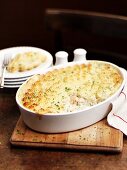 Fish pie in the baking dish