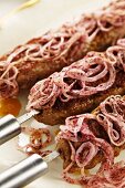 Minced meat kebabs made with onions and sumach
