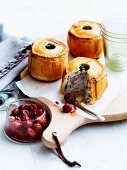 Chicken pies with grape chutney