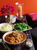 Fish stew with mashed potatoes and salad (Mexico)