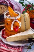 Preserved pears and cheese for Christmas (Sweden)