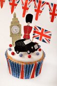 Cupcake mit typischen England-Motiven