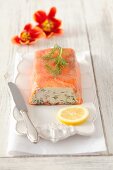 Cream cheese terrine with dill and smoked salmon