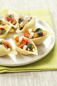 Conchiglie ripiene (pasta shells filled with aubergine and sheep's cheese)
