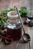 Mulled wine in a preserving jar