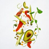 Avocado salad with smoked salmon and cucumber