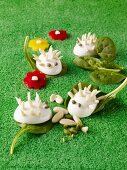 Egg hedgehogs and almond slivers