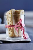 Shortbread in a glass tied with a ribbon