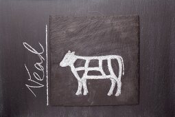 A sketch of a calf on a chalkboard