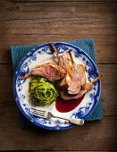 Lamb chops with a leek medley and a mead sauce