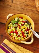 A corn and vegetable salad