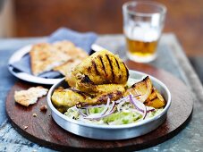 Tandoori partridge with a side salad