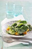 Sweetcorn salad with baby spinach and parmesan