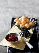 Lemon curd ice cream dessert with marinated raspberries for Easter