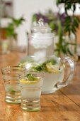 A refreshing lemon drink with mint