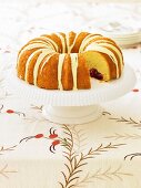Cranberry Bundt Cake with Icing; Slice Removed