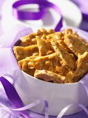 Broken Pieces of Homemade Peanut Brittle