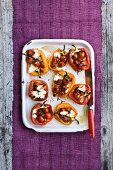 Vegetables filled with mozzarella and baked in the oven