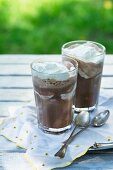 Iced chocolate topped with cream