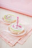 Mini Swedish tarts with birthday candles