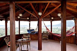 Octagonal tower with view of surrounding countryside (Villa Octavius, Lefkas, Greece)