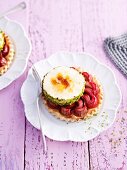 Rhubarb tart with sour cream parfait