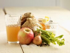 Ingredients for celery and apple soup