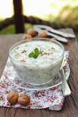 Tarator (cold cucumber soup, Eastern Europe) with garlic, walnuts and yogurt