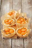 Puff pastry tartlets with apricots and vanilla cream