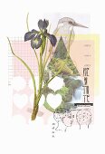 Mehrlagiges Naturdesign mit Iris (Illustration)