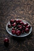Cherries in a Glass Dish